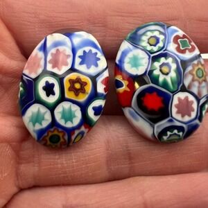 Vintage Millefiori Art Glass Earrings – Colorful Boho Dopamine Dressing Jewelry